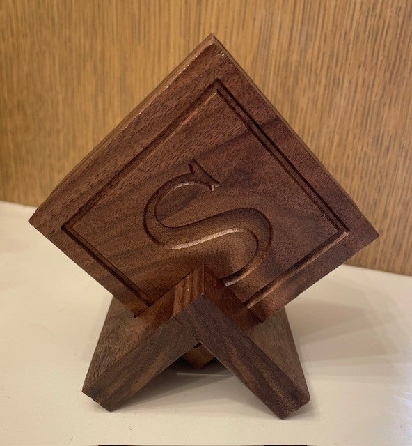 Monogrammed wooden coasters